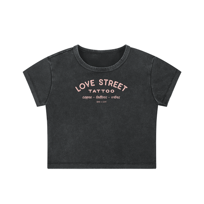 Snow Washed Crop Top, Black