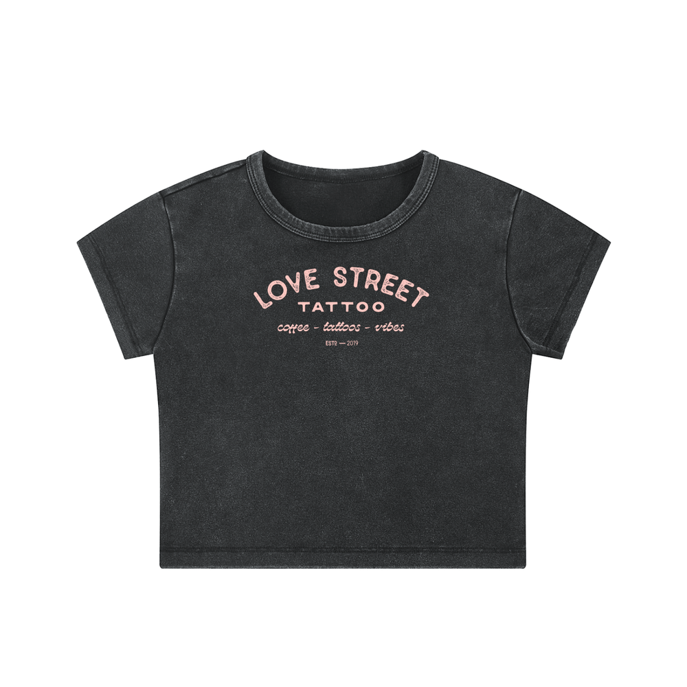 Snow Washed Crop Top, Black