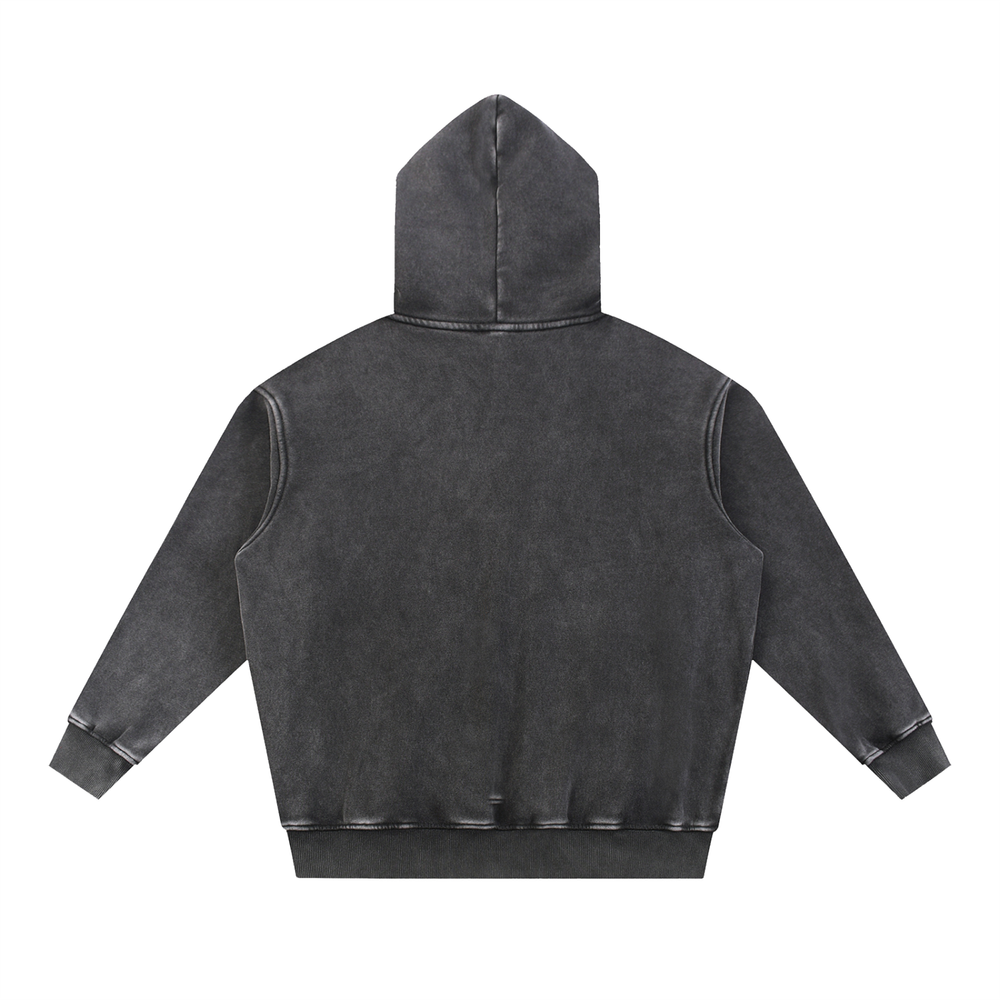 Snow Wash Fleece Oversize Hoodie, Black