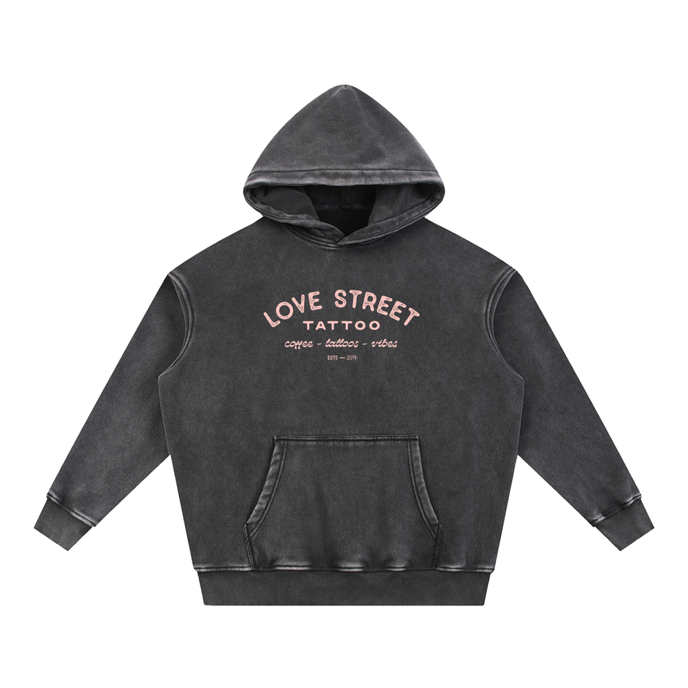 Snow Wash Fleece Oversize Hoodie, Black