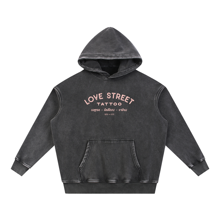 Snow Wash Fleece Oversize Hoodie, Black